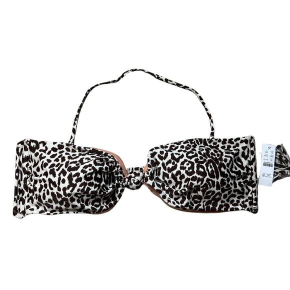J.CREW Knot Bandeau Bikini Top in Leopard Print Removable Strap Brown 3X NEW - Picture 6 of 12
